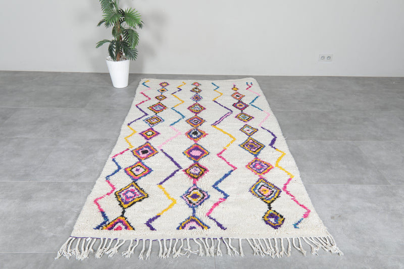 Moroccan Wool Rug - 4.5 x 8.3 ft Vibrant Tribal Patterns