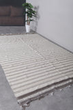 White Berber Runner Kilim Rug 6.4 FT X 10.9 FT