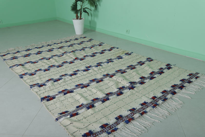 Striped Berber Rug - Moroccan Wedding Blanket 5.3 FT x 8.3 FT