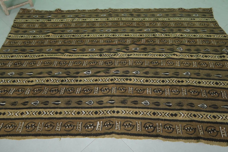 Old African kilim 4.9 FT X 6.8 FT