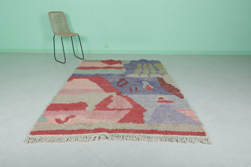 Colourful handmade moroccan berber rug 4.9 FT X 7.7 FT