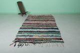 Moroccan Boucherouite Rug 4.9 x 8.1 Feet - Striking Striped Design