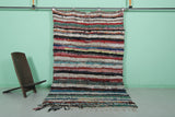 Moroccan Boucherouite Rug 4.9 x 8.1 Feet - Striking Striped Design