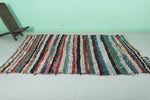 Moroccan Boucherouite Rug 4.9 x 8.1 Feet - Striking Striped Design