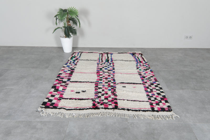 Colorful Moroccan Rug - 4.8 x 6 ft Handmade Wool Design