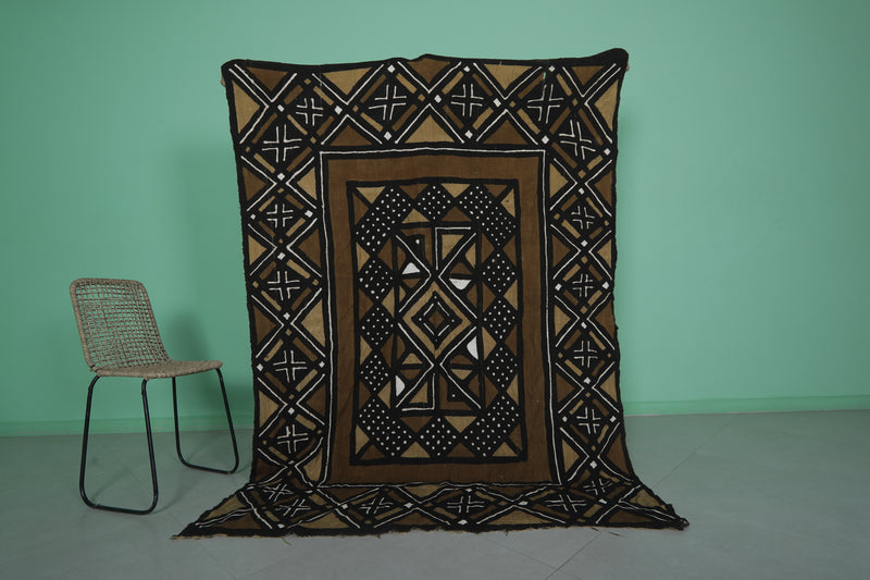 African Vintage Textile 5.3 FT x 7.2 FT - Bold Geometric Design