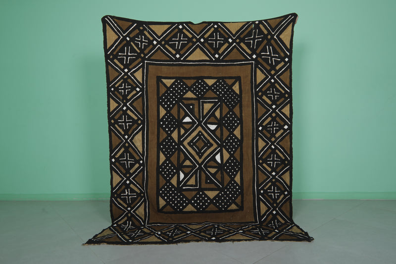 African Vintage Textile 5.3 FT x 7.2 FT - Bold Geometric Design