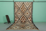 Vintage Moroccan Rug - 6.3 x 12.2 ft | Diamond & Floral Pattern in Warm Tones