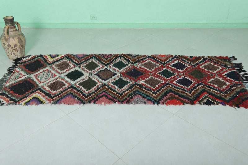 Runner Boucherouite Rug 3 x 7.3 Feet - Vibrant Moroccan Hallway Rug