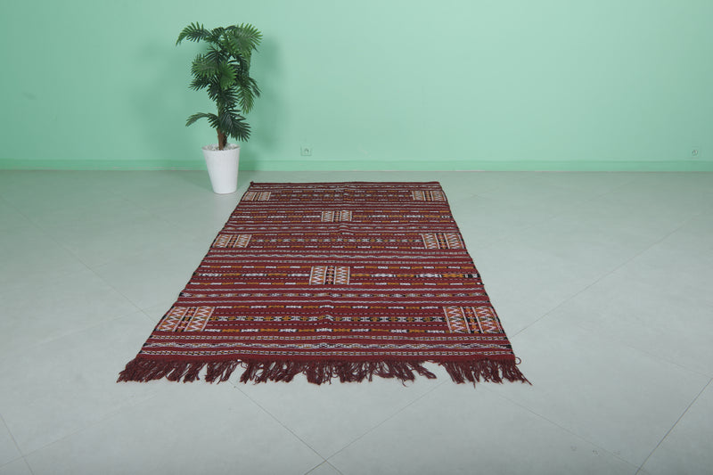 Handwoven Kilim Rug 4.5ft x 7.8ft – Moroccan Wool Rug | Premium Quality