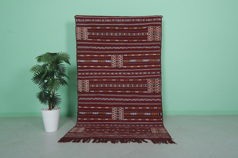 Handwoven Kilim Rug 4.5ft x 7.8ft – Moroccan Wool Rug | Premium Quality