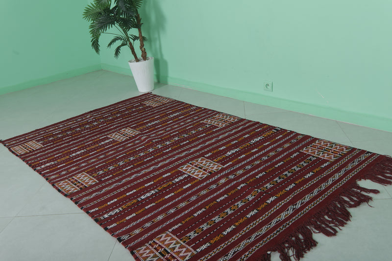 Handwoven Kilim Rug 4.5ft x 7.8ft – Moroccan Wool Rug | Premium Quality