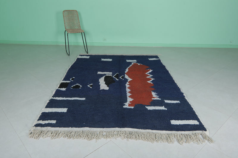 Blue Moroccan Azilal Rug – 5.6 x 7.9 ft | Modern Artisan Design