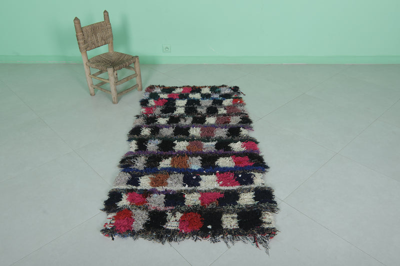 Colorful Shaggy Moroccan Runner Rug 2.5 X 5.2 Feet