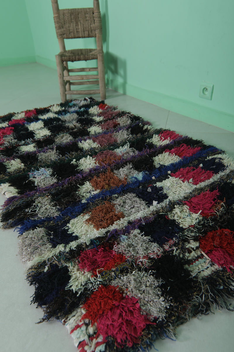 Colorful Shaggy Moroccan Runner Rug 2.5 X 5.2 Feet