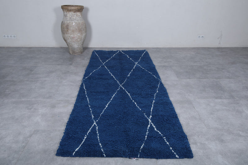 Moroccan Rug - 4x9.8 FT | Handwoven Blue Berber Carpet