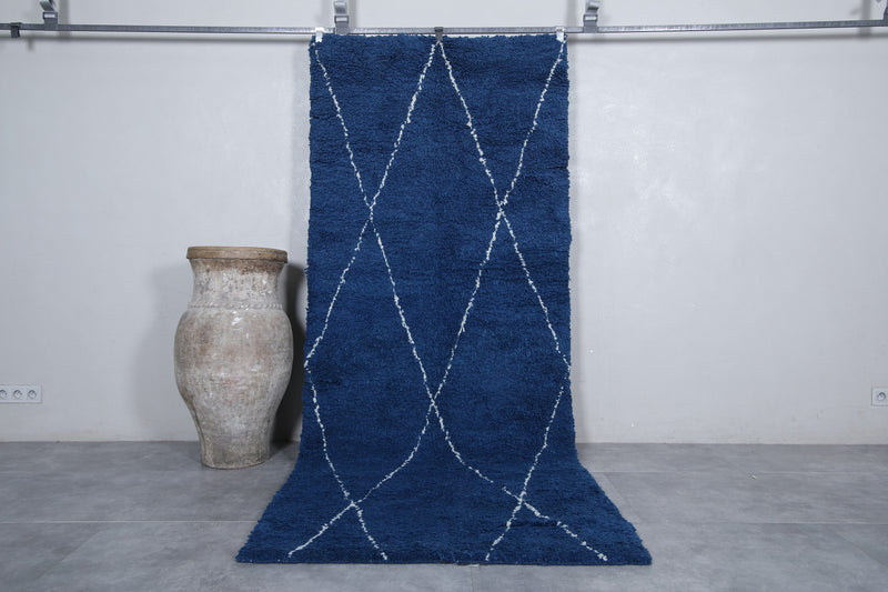 Moroccan Rug - 4x9.8 FT | Handwoven Blue Berber Carpet