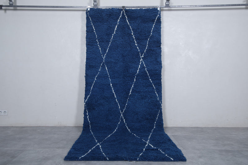 Moroccan Rug - 4x9.8 FT | Handwoven Blue Berber Carpet