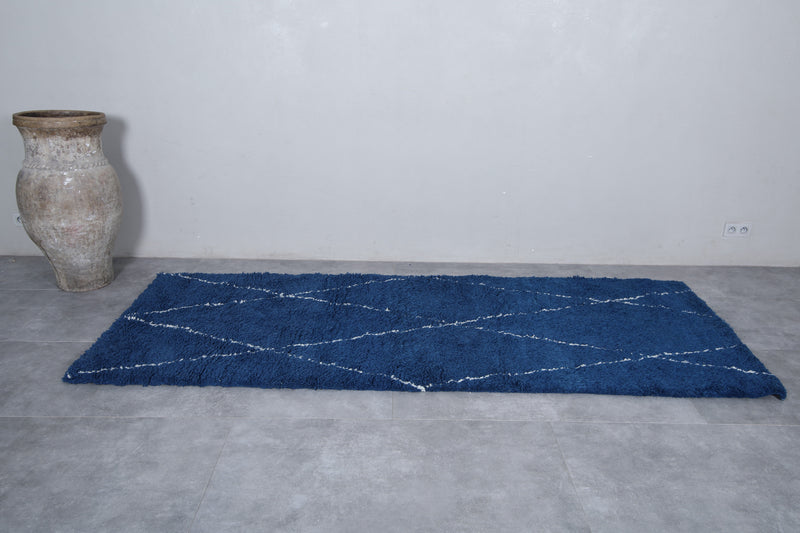 Moroccan Rug - 4x9.8 FT | Handwoven Blue Berber Carpet