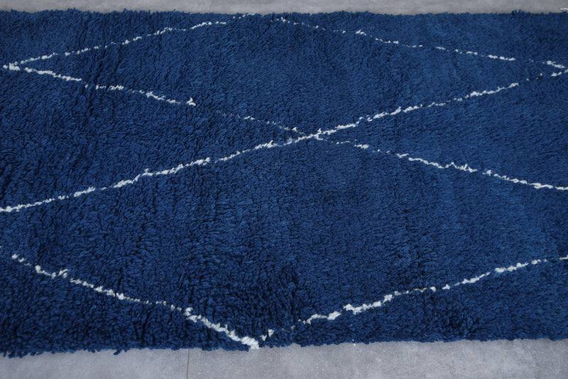 Moroccan Rug - 4x9.8 FT | Handwoven Blue Berber Carpet