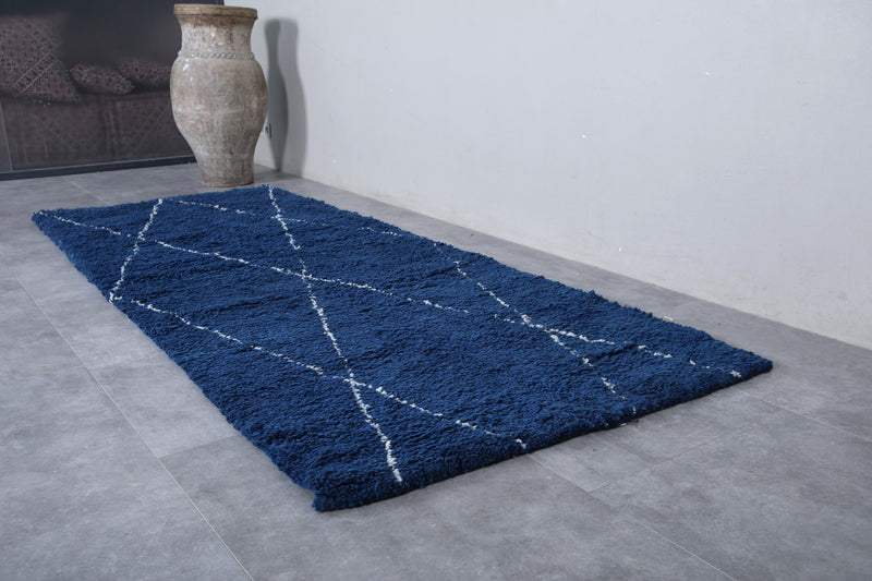 Moroccan Rug - 4x9.8 FT | Handwoven Blue Berber Carpet