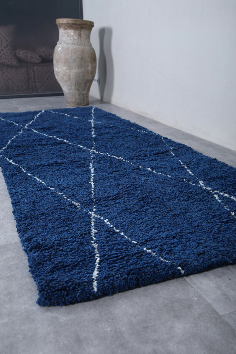 Moroccan Rug - 4x9.8 FT | Handwoven Blue Berber Carpet