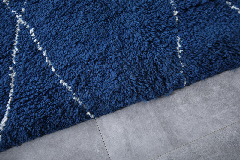 Moroccan Rug - 4x9.8 FT | Handwoven Blue Berber Carpet