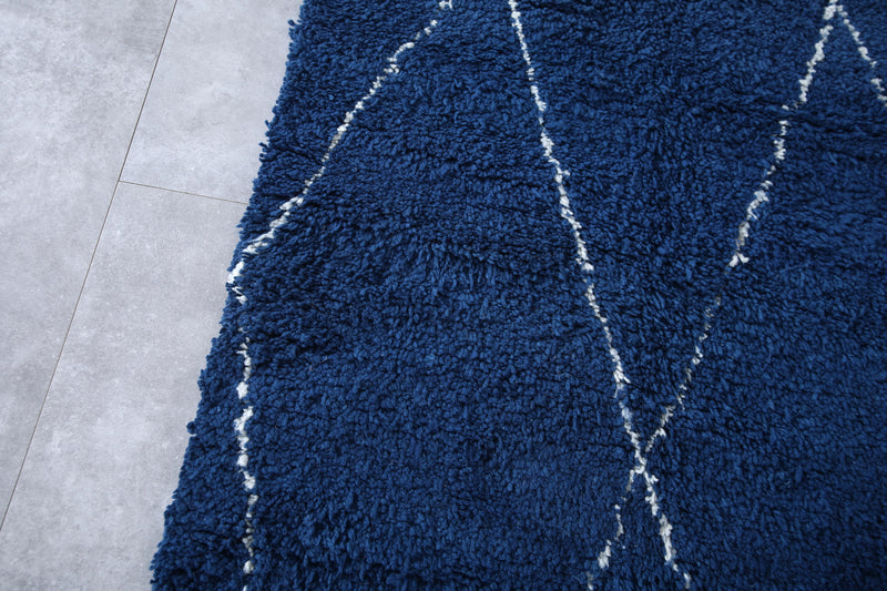 Moroccan Rug - 4x9.8 FT | Handwoven Blue Berber Carpet