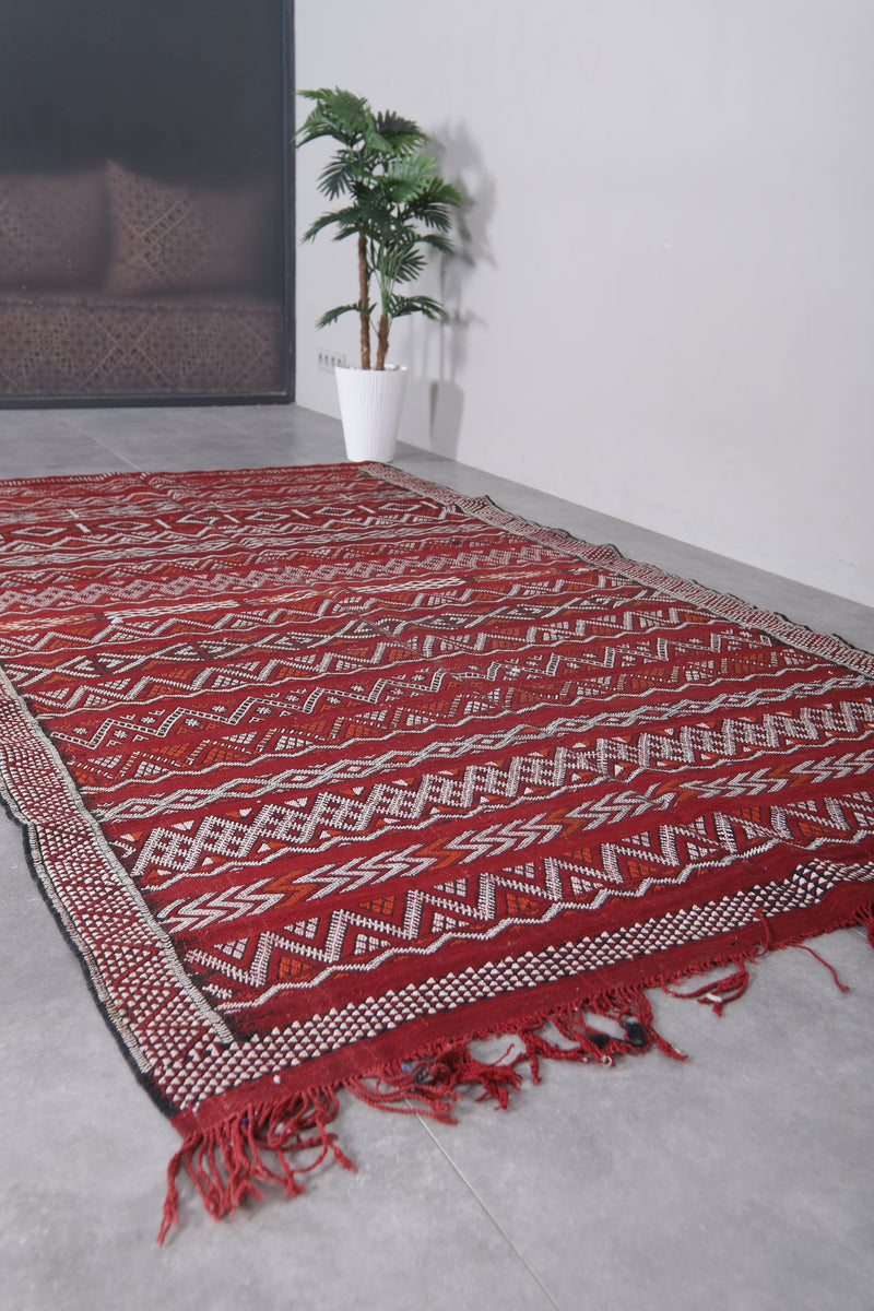 Hand Woven Berber Rug 5.4 FT x 9.9 FT - Rich Geometric Patterns