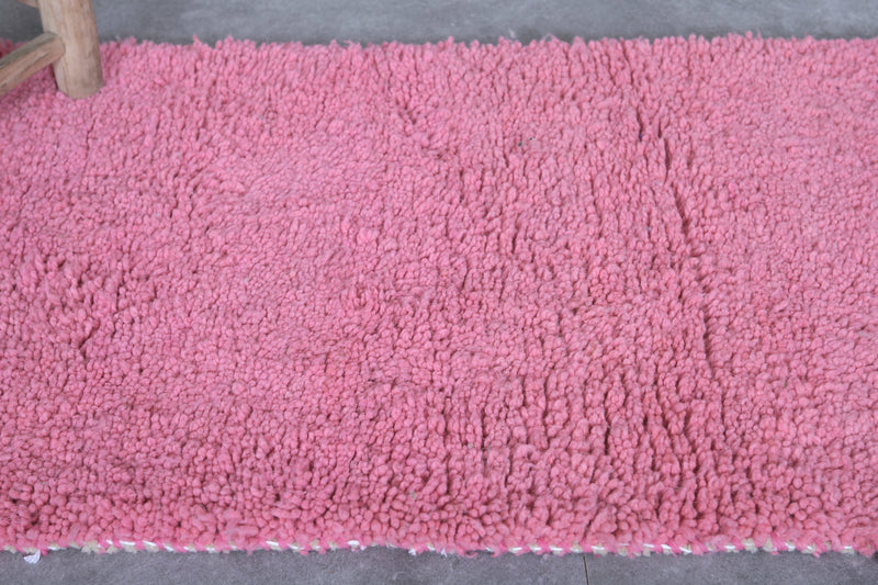 Pink Moroccan Rug - 2 x 4.1 Feet | Handmade Wool Accent