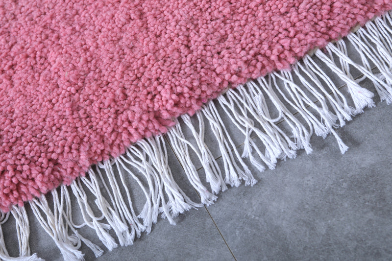 Pink Moroccan Rug - 2 x 4.1 Feet | Handmade Wool Accent