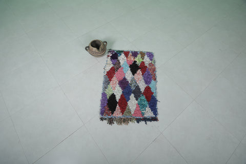 Colorful Azilal Boucherouite rug 2.2 x 3.2 Feet