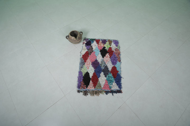 Colorful Azilal Boucherouite Rug 2.2 x 3.2 Feet - Vibrant Handmade Accent