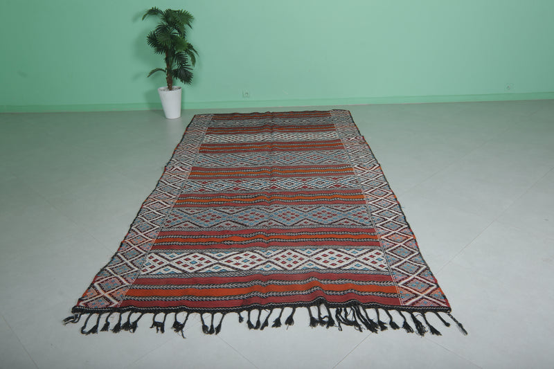 Handwoven Kilim Rug - 5.6 FT × 10.9 FT | Moroccan Tribal Design