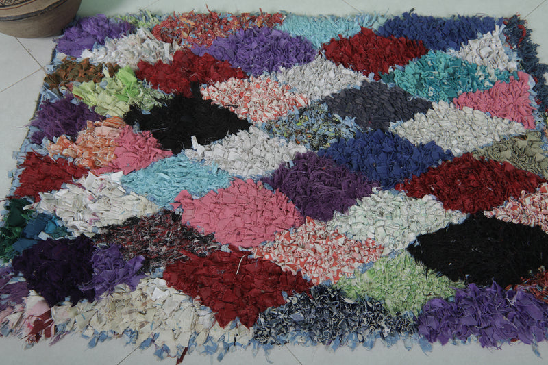 Colorful Azilal Boucherouite Rug 2.2 x 3.2 Feet - Vibrant Handmade Accent