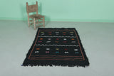 Black Moroccan Kilim Carpet 3.2 FT X 4.8 FT