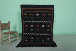 Black Moroccan Kilim Carpet 3.2 FT X 4.8 FT