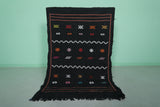 Black Moroccan Kilim Carpet 3.2 FT X 4.8 FT