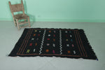 Black Moroccan Kilim Carpet 3.2 FT X 4.8 FT