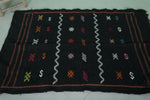 Black Moroccan Kilim Carpet 3.2 FT X 4.8 FT