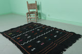 Black Moroccan Kilim Carpet 3.2 FT X 4.8 FT