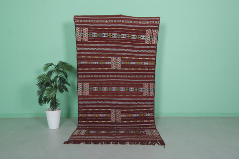 Vintage handwoven kilim rug 4.4 ft x 8.1 ft