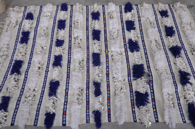 Berber Wedding Blue Blanket - 3.5 FT x 5.2 FT | Moroccan Craftsmanship