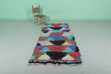 Hand knotted Boucherouite rug 3 X 7.2 Feet