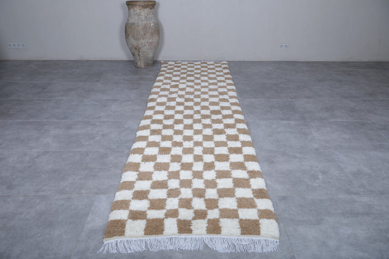 Moroccan Rug - 3.3x12.2 FT | Handwoven Checkered Runner