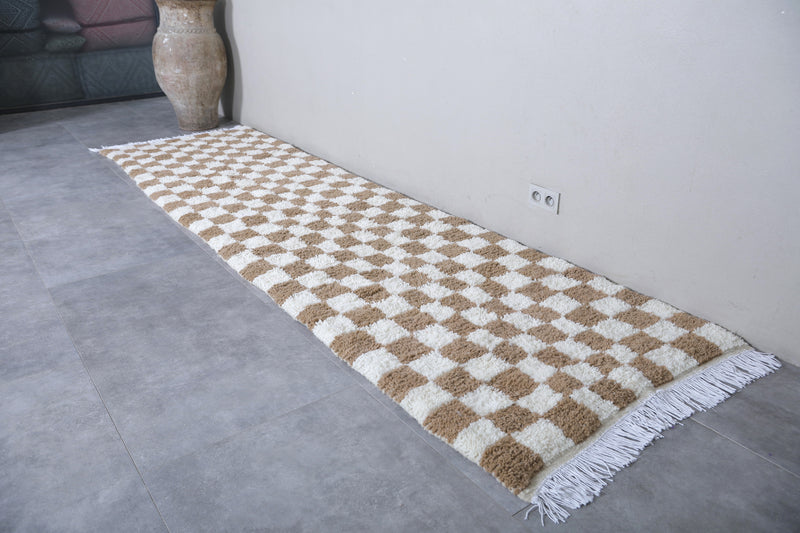 Moroccan Rug - 3.3x12.2 FT | Handwoven Checkered Runner