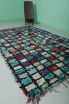 Colorful Moroccan Boucherouite rug 5.3 x 8.5 Feet