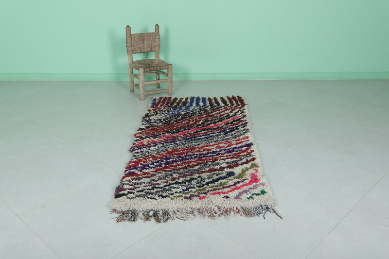 Colorful Berber Boucherouite Rug - 2.6x5.5 ft | Handwoven Moroccan Design