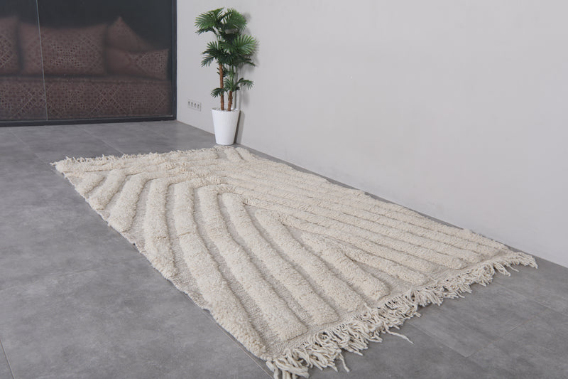 Handmade Berber Rug 5.2 x 8.2 ft – Beige Moroccan Wool Carpet