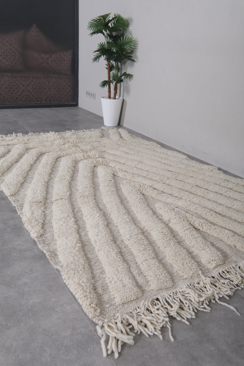 Handmade Berber Rug 5.2 x 8.2 ft – Beige Moroccan Wool Carpet